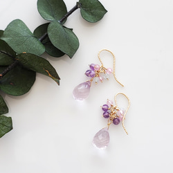 天然石 誕生石 宝石質AAAピンクアメジスト ピアス／イヤリング ピアス