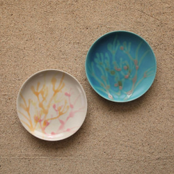 新品⭐︎沖縄　やちむん　仕切り皿　紺　お皿 沖縄 やちむん 鳥紋 4寸皿 鳥紋