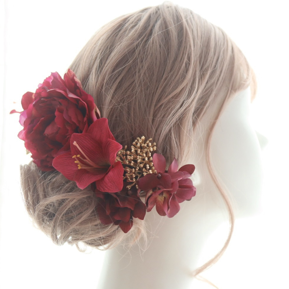 髪飾り　和婚　芍薬　菊　結婚式　卒業式　成人式 ヘッドドレス　ヘアアクセサリ　ヘアパーツ　和装　振袖　着物