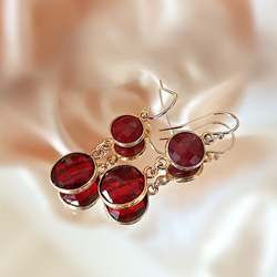 14KGF/ GARNET RUBY MIXING EARRINGS 6枚目の画像