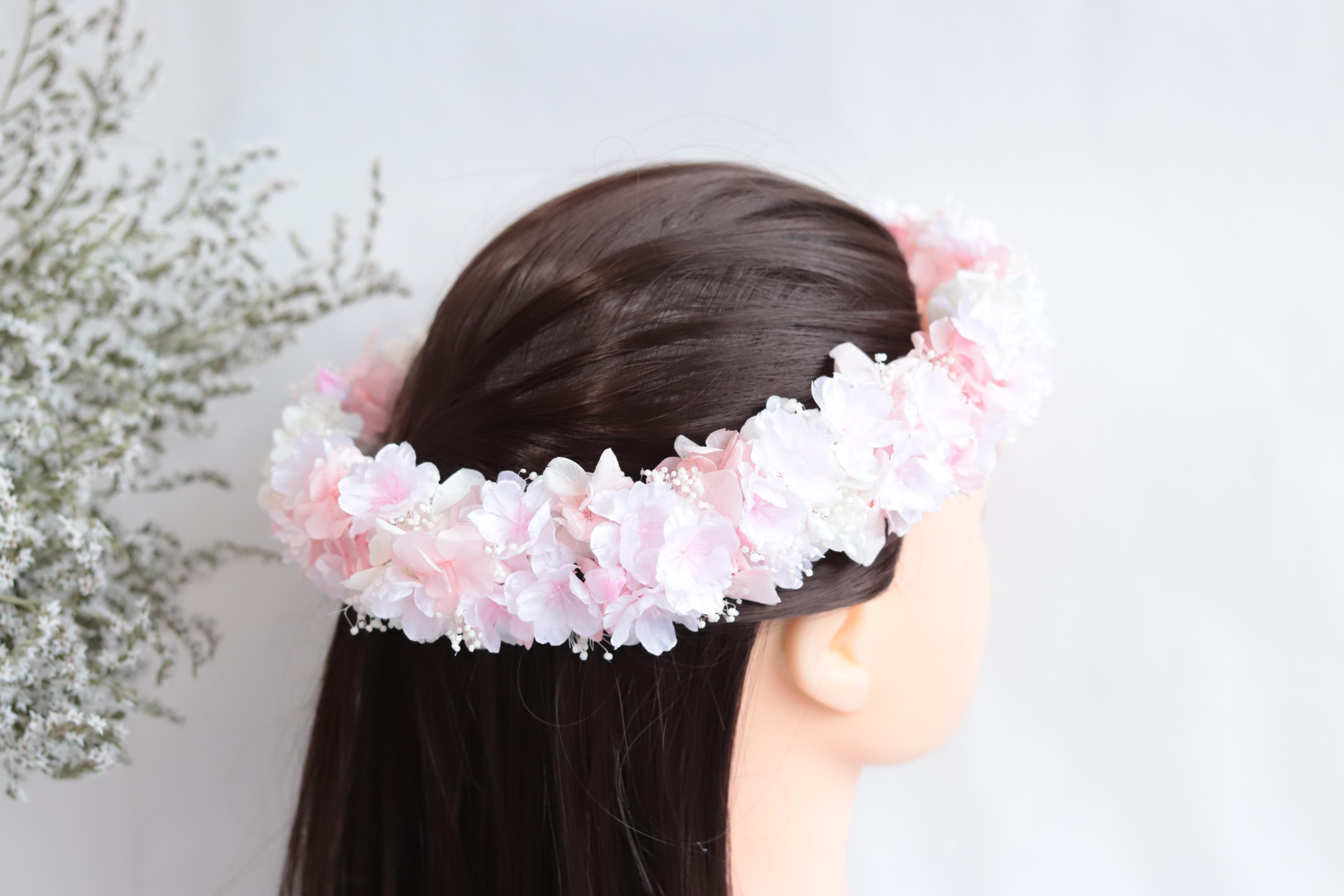 春色さくらの花冠＊プリザーブドフラワー＊カラーオーダーＯＫ