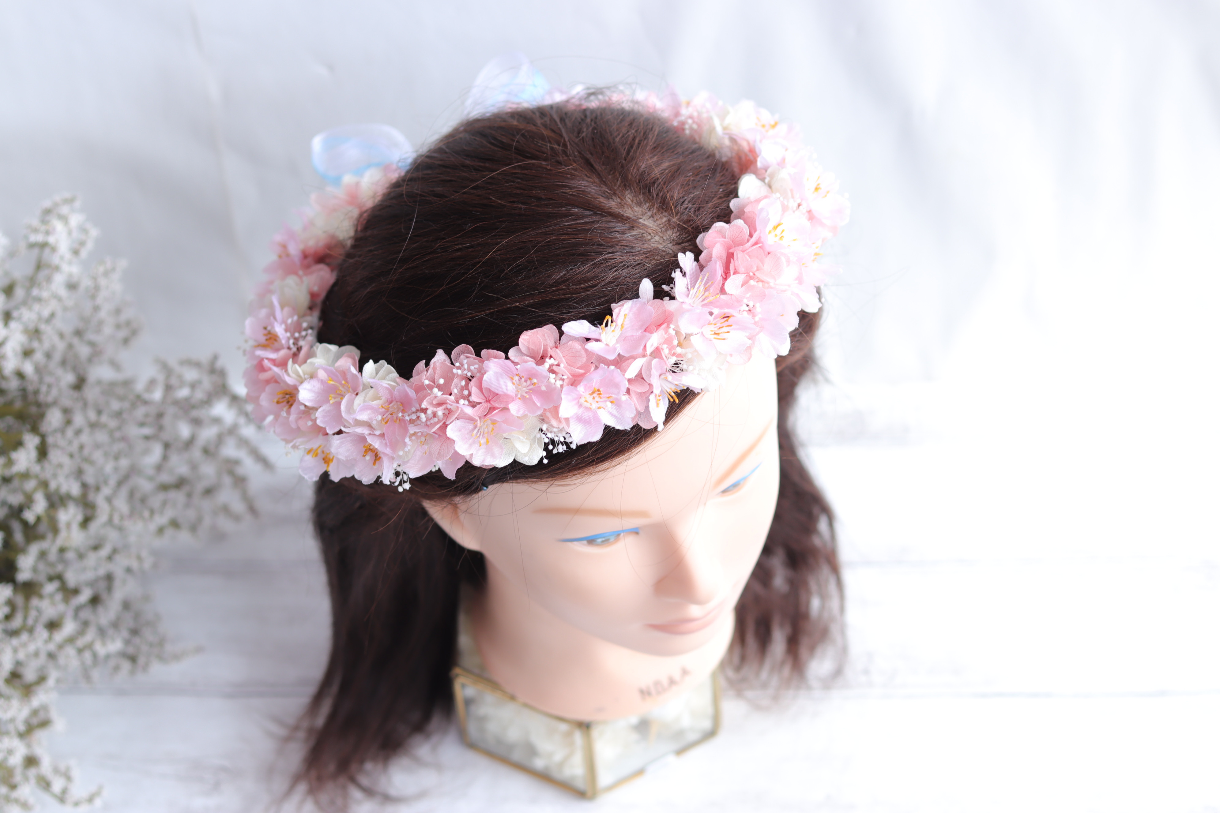 桜のハーフリースブーケ＆ブートニア&花冠＊プリザーブド&アーティフィシャルフラワー