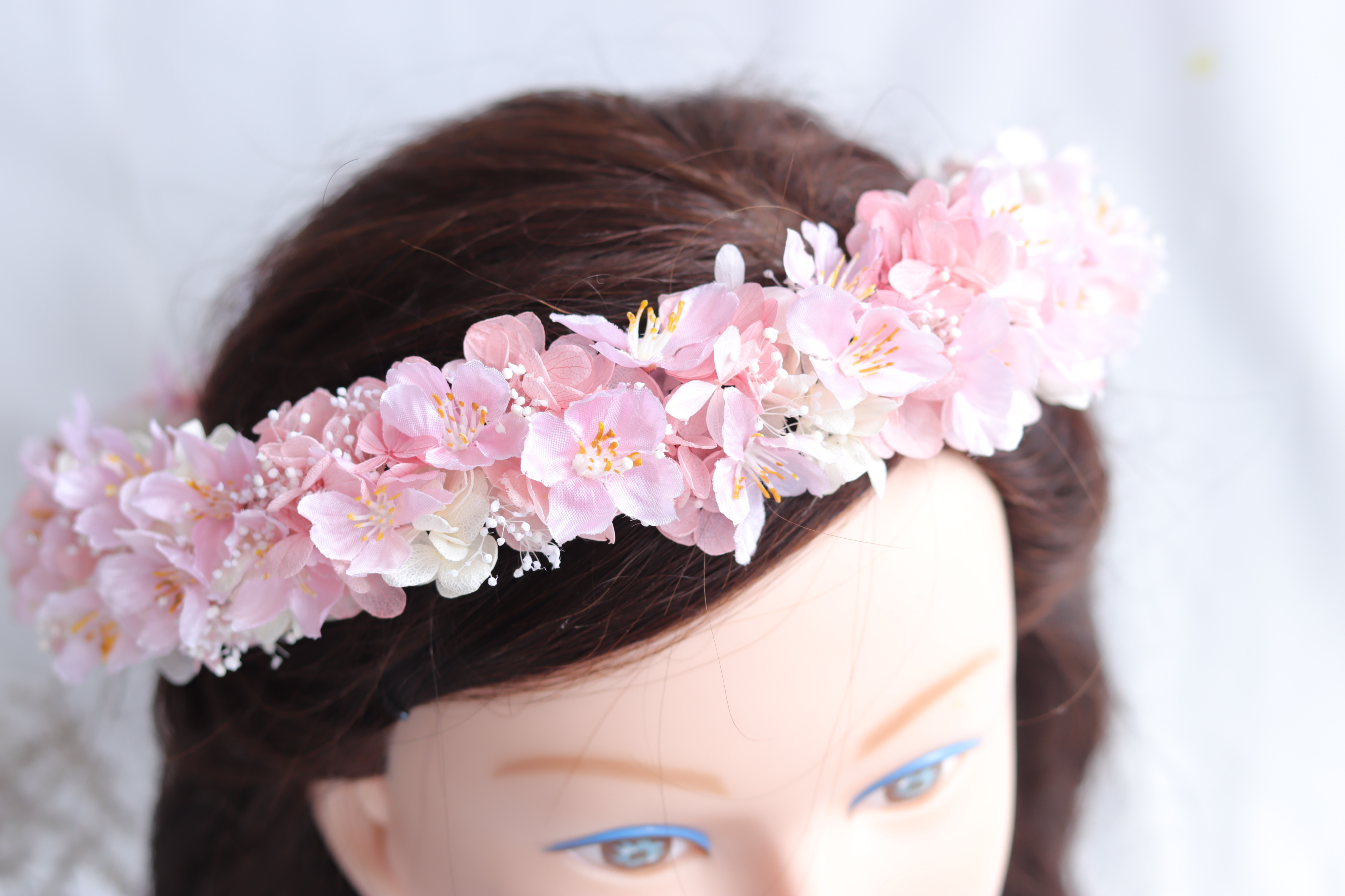 桜のハーフリースブーケ＆ブートニア&花冠＊プリザーブド&アーティフィシャルフラワー