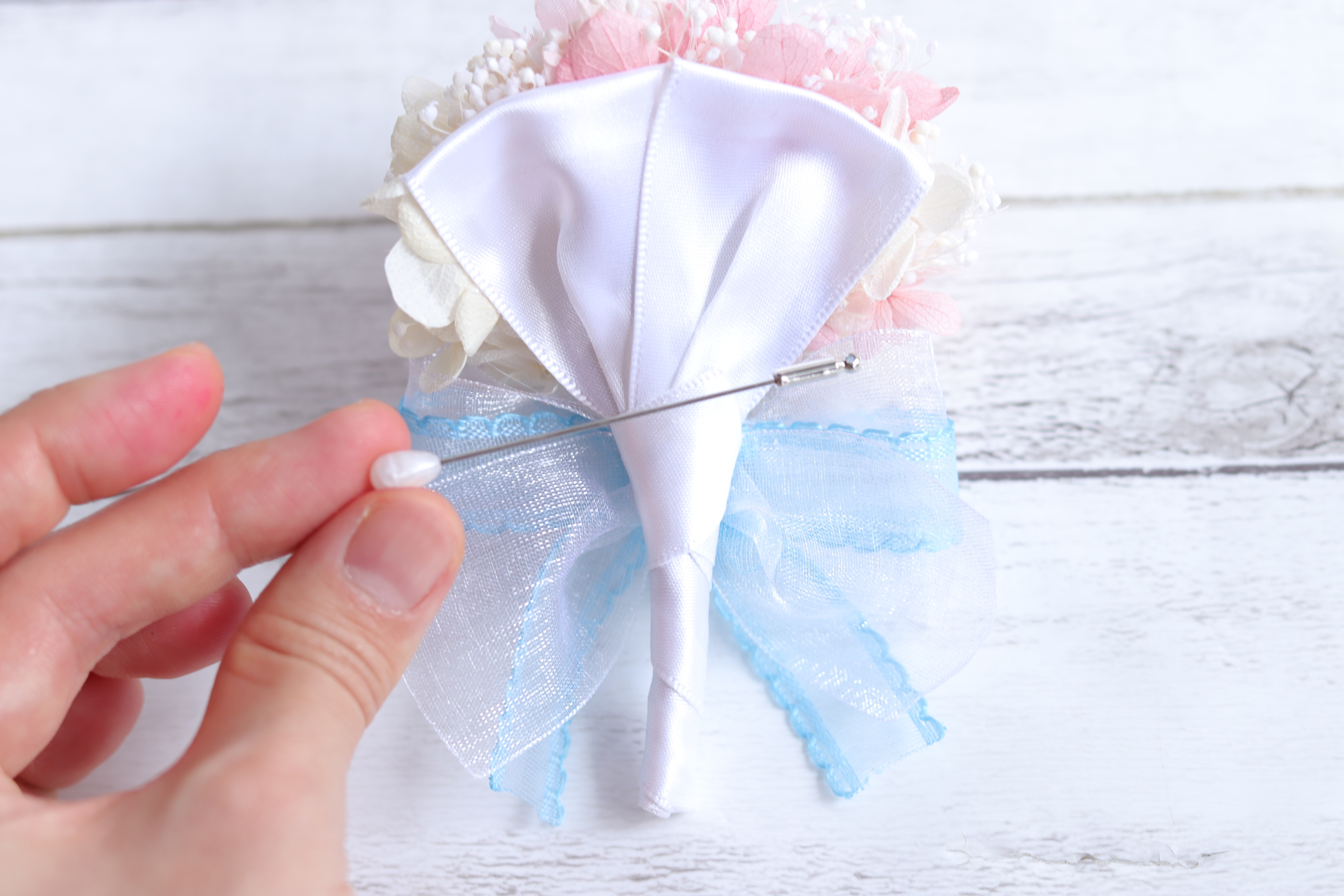 桜のハーフリースブーケ＆ブートニア&花冠＊プリザーブド&アーティフィシャルフラワー