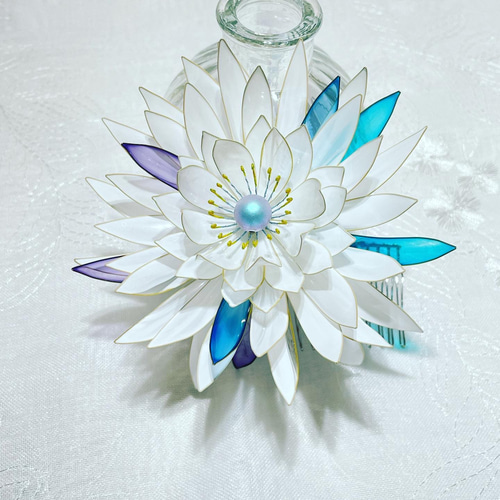 みづ屋様ご注文の品 【蒼花火】ディップアートのかんざし