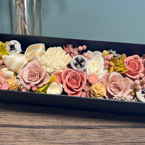 プリザーブドフラワー オシャレなボックスフラワー ブラック