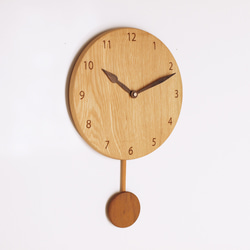 木製 振り子時計 丸型　楢材14 2枚目の画像