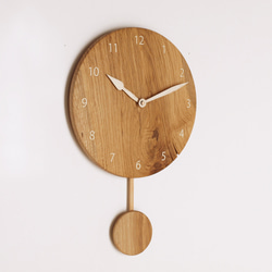 木製 振り子時計 丸型　楢材13 1枚目の画像