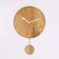 木製 振り子時計 丸型　楢材13 2枚目の画像