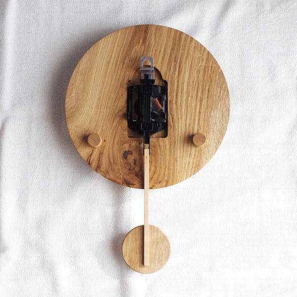 木製 振り子時計 丸型　楢材13 5枚目の画像