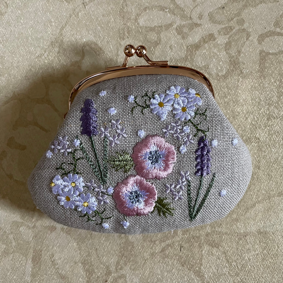 流行り の ブランド  マチャケ様 お花刺繍風 マチありLサイズ グラニーバッグ ハンドバッグ