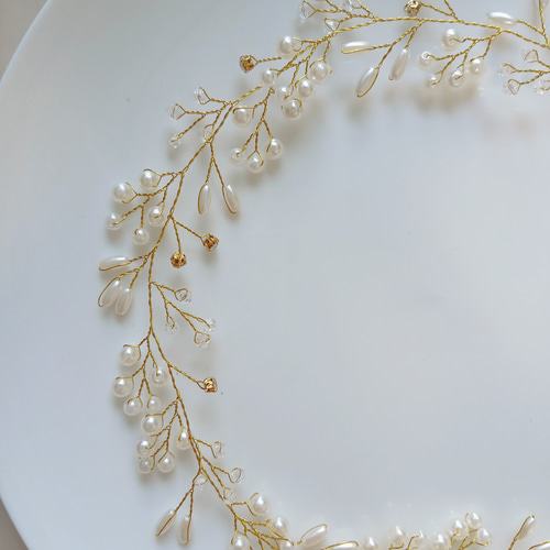 ヘッドドレス ブライダル ヘアアクセサリー 髪飾り シルバー ゴールド