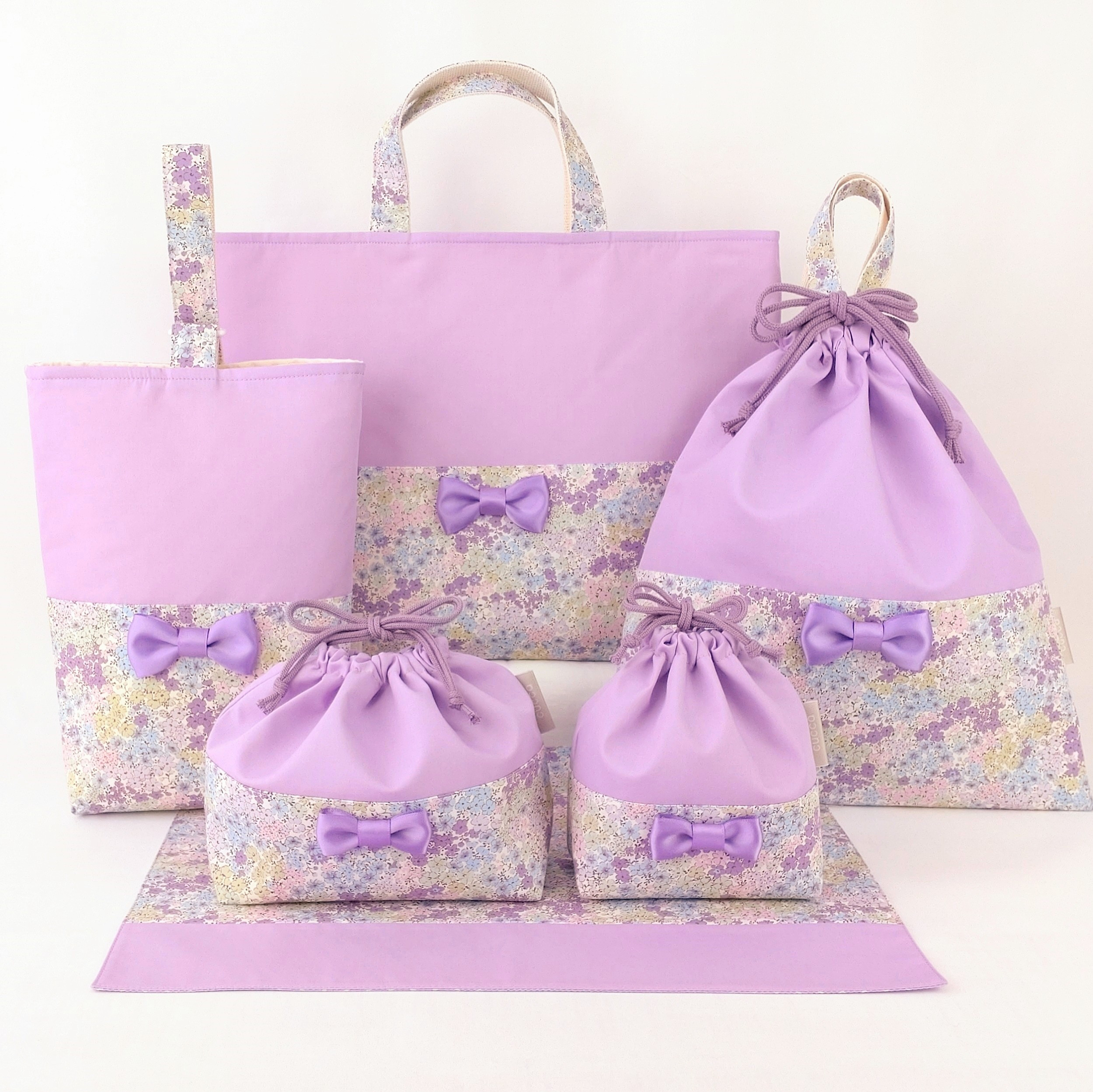 小花とリボン＊入園入学６点セット　SALE！【パープル】