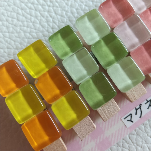 ガラスタイル 木製クリップ #3070 8個 ウッドピンチ マグネット付