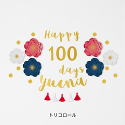 ジャンボフラワー100日祝い用キット(筆記体ガーランド)　100日　飾り　飾り付け　お食い初め 7枚目の画像