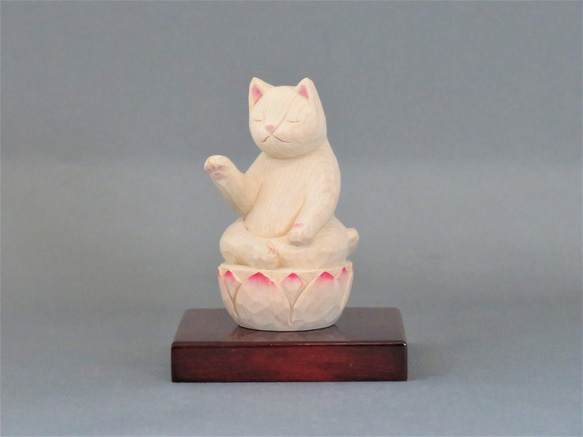 木彫り　阿弥陀猫　猫仏1902 2枚目の画像