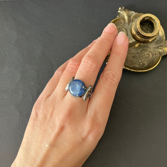 {カイヤナイト}藍晶石のフリーサイズリング silver 3枚目の画像