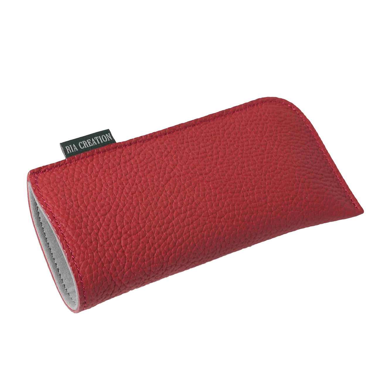 ドイツシュリンク シワ有り ショルダー部位使用 本革 ソフト 小さめ メガネケース　赤（レッド）