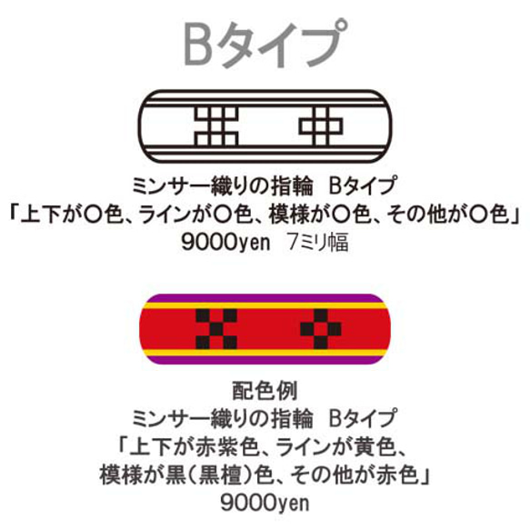 木の指輪 ミンサー織Bタイプ 白ベースの配色【受注生産】「いつも世までも末永く」という意味を持つ沖縄ミンサー織模様 9枚目の画像