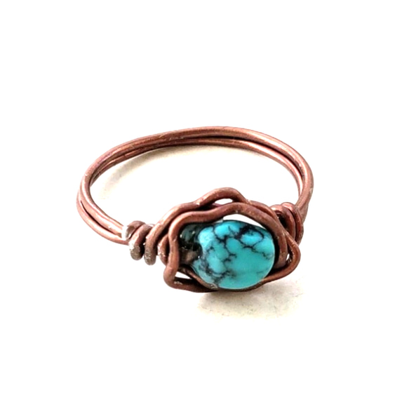 天然ターコイズのピンキーリング ターコイズ(トルコ石)のリング