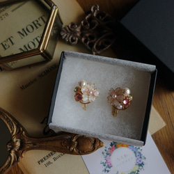 珍珠與櫻花寶石耳環/耳環 第10張的照片