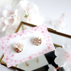 珍珠和櫻花寶石耳環 第9張的照片