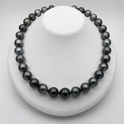 黒蝶真珠 シルバーグレー 8〜12mm ネックレス シルバー刻印 ケース付き 430-1a.jpg