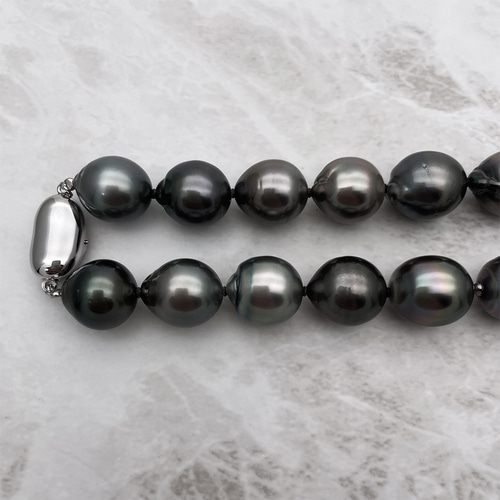 大珠 黒蝶真珠ネックレス SV925 タヒチパール 12.0~13.5mm 冠婚葬祭