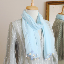 [Resale] OYA crochet Chiffon shawl [MARY] Baby Blue 第5張的照片