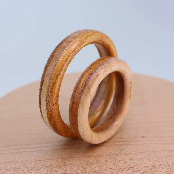 木の指輪 ペアリング 三層【受注生産】カエデ・ケヤキ 対になる配色でペアリングがより楽しめる！ペア（2個）の価格です。 8枚目の画像