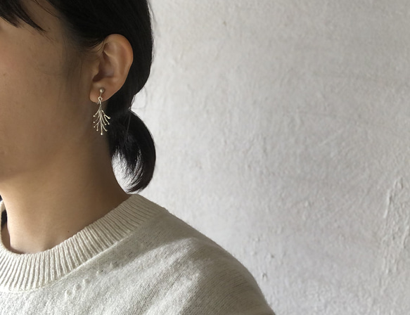 プランツピアス／イヤリング　銀 -Silver 6枚目の画像