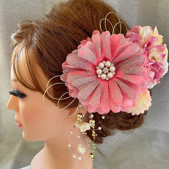 サーモンピンク　和装髪飾り 振袖髪飾り✾ 成人式髪飾り 2枚目の画像