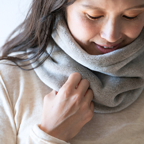 Organic Cotton Fur ヤク混グレージュ ネックウォーマー【Bigサイズ