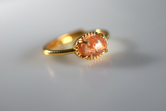 T45 宝石質 天然 苺水晶 ストロベリークォーツ 銅 18KGP 金メッキ リング 指輪 ゴールド フリーサイズ 6枚目の画像