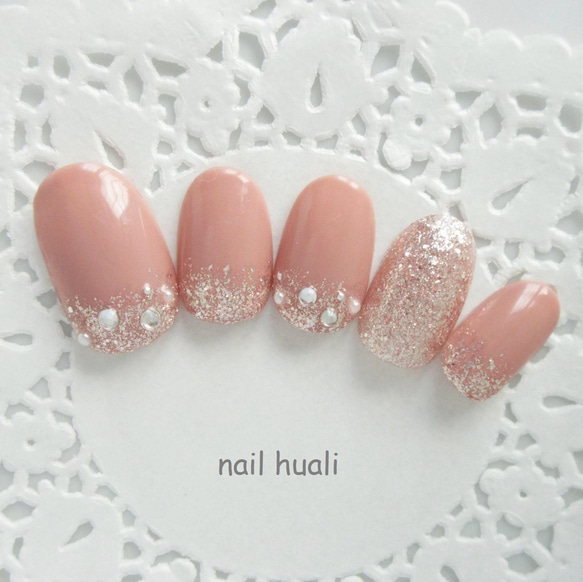 ジェルネイルチップ ローズピンクネイルチップ 【メール便送料無料