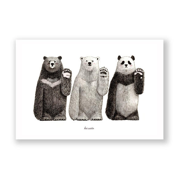 你最喜歡的插圖卡（帆布加工）3件套[22.Bears] 第1張的照片