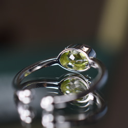 RG04 天然 細工製作 宝石質 天然 碧の宝石 ペリドット 太陽の石 覆輪留 リング 指輪 ホワイトゴールド シルバー 7枚目の画像