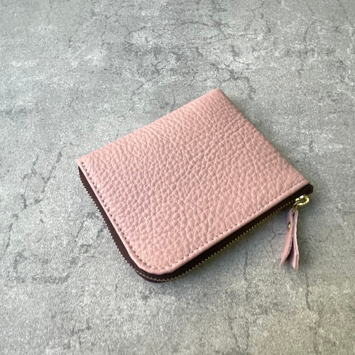 さくらピンク】牛本革のスリムなミニ財布 シュリンク その他ミニ財布