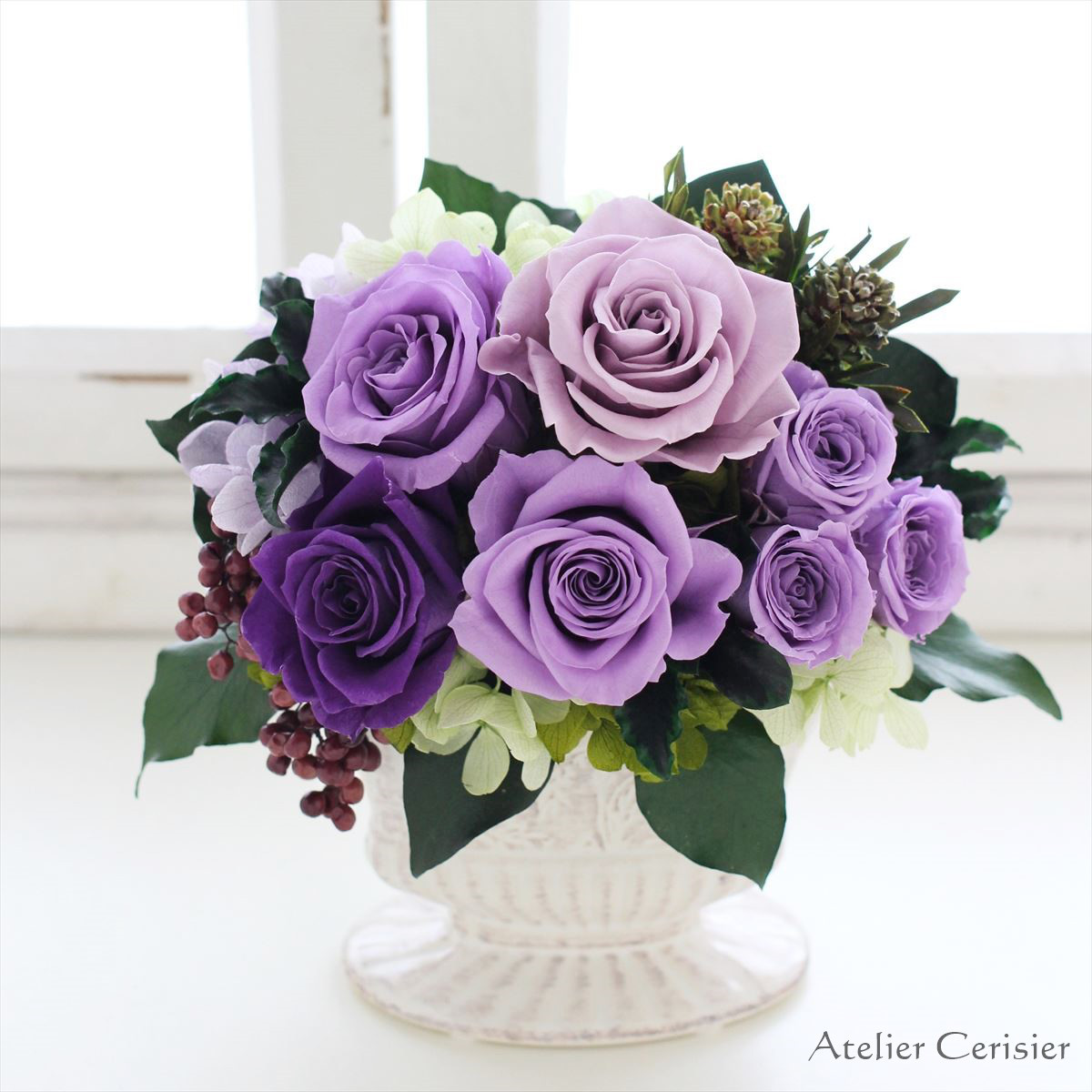 母の 敬老の welzo プリザーブドフラワー 薔薇 あじさい (春うらら