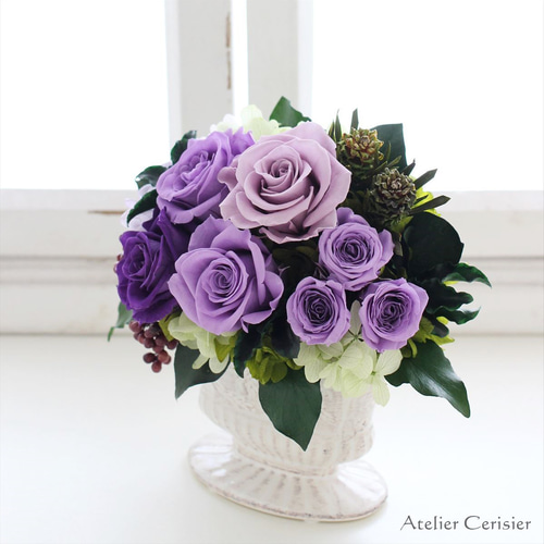 プリザーブドフラワー＜ララ＞パープル 紫 バラ ローズ #1【お祝い