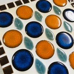 モザイクタイルの鍋敷：～西欧風模様　なまこ&オレンジ～ 4枚目の画像