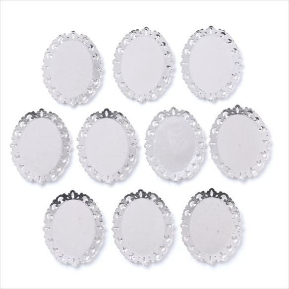 10個餐盤s33/白色銀色橢圓形鑲嵌UV樹脂液態樹脂配件底座 第4張的照片