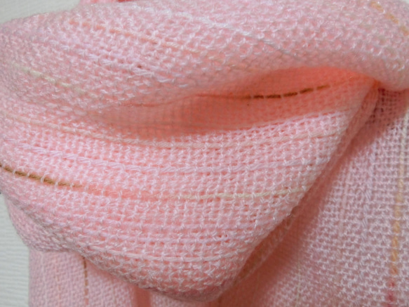 桜色の手織り広巾ストール　38×202cm 2枚目の画像