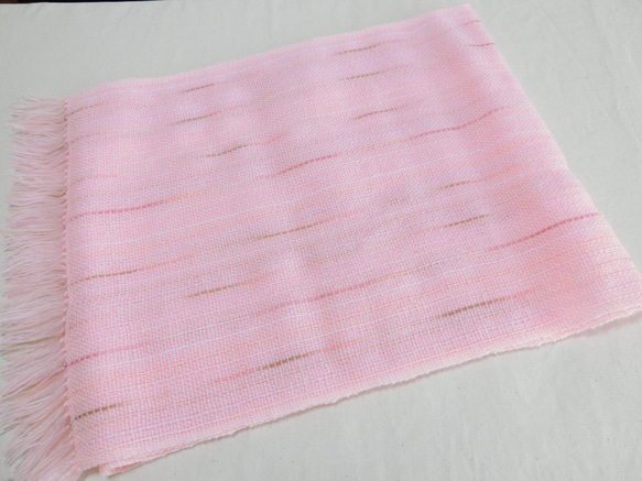 桜色の手織り広巾ストール　38×202cm 4枚目の画像