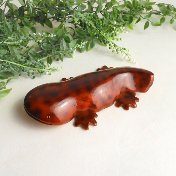オオサンショウウオ（★台付き）giant salamander / wood figurine 2枚目の画像