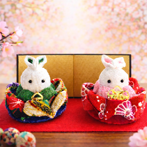 ② うさぎ お雛様 ちりめん細工 桃の節句 ひなまつり おひなさま