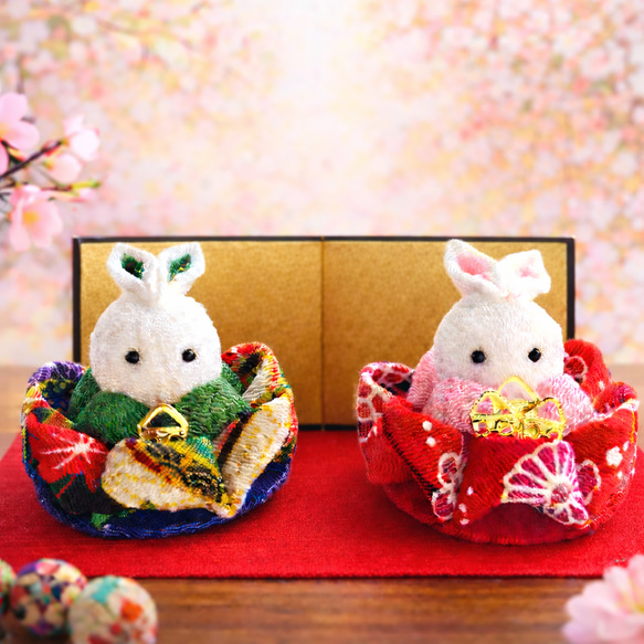 ② うさぎ お雛様 ちりめん細工 桃の節句 ひなまつり おひなさま