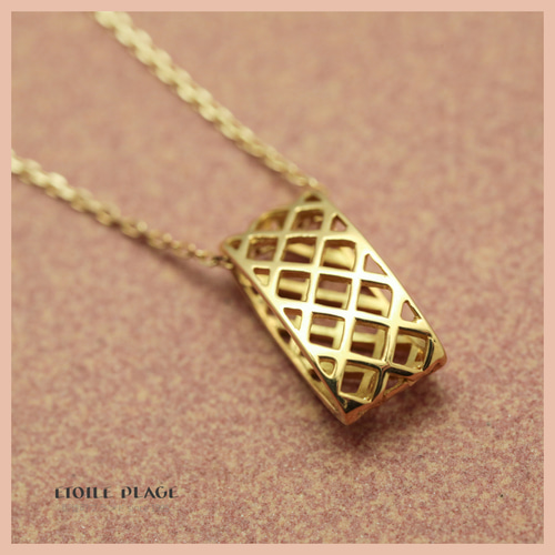 10K 10金*編み目 編み込み オーバル ゴールド ネックレス