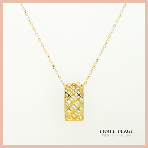 ゴールド 編み込みデザイン ネックレス 10K 10金*編み目 編み込み オーバル ゴールド ネックレス