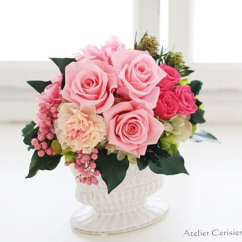 プリザーブドフラワー＜ララ＞ピンク ローズ バラ【お祝い